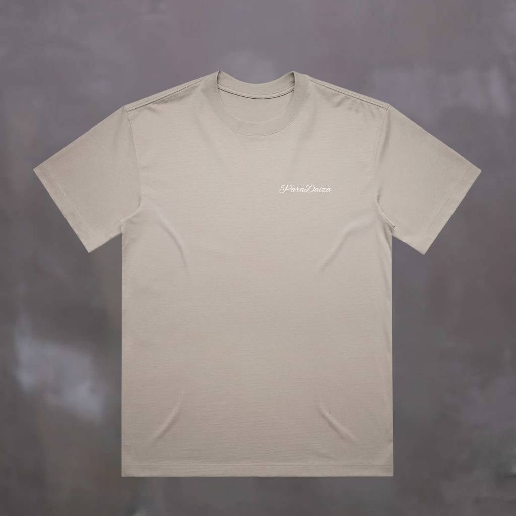Beige t-shirt on a dark gray background