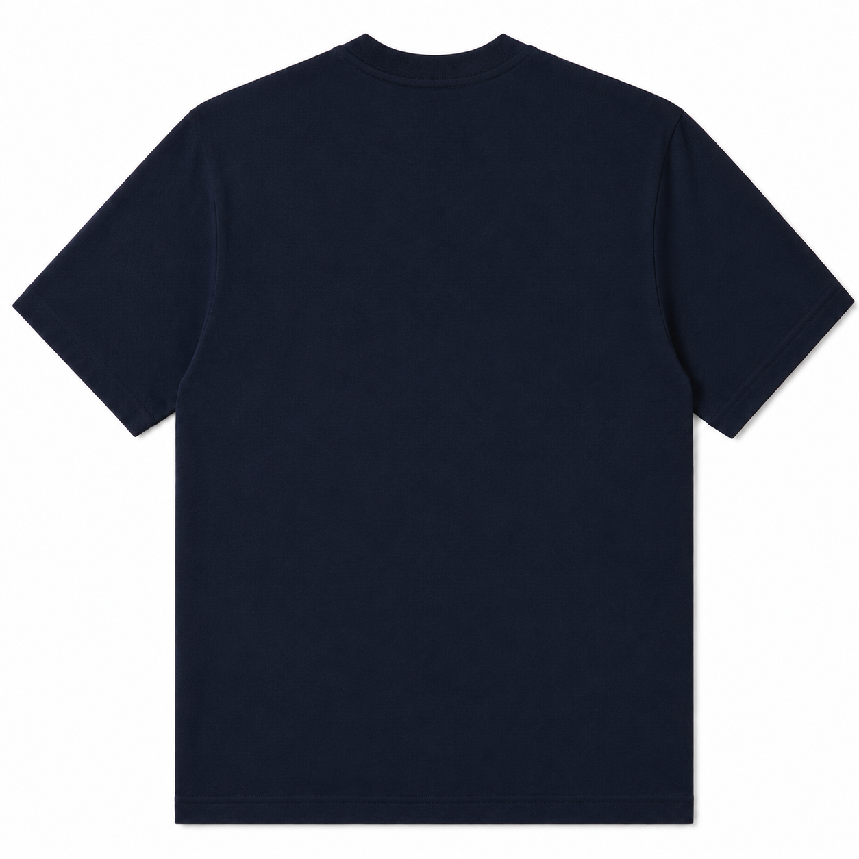 Navy blue t-shirt on a white background
