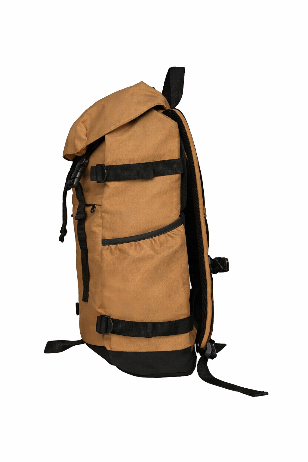 Tan paradaiza backpack with black straps on a white background