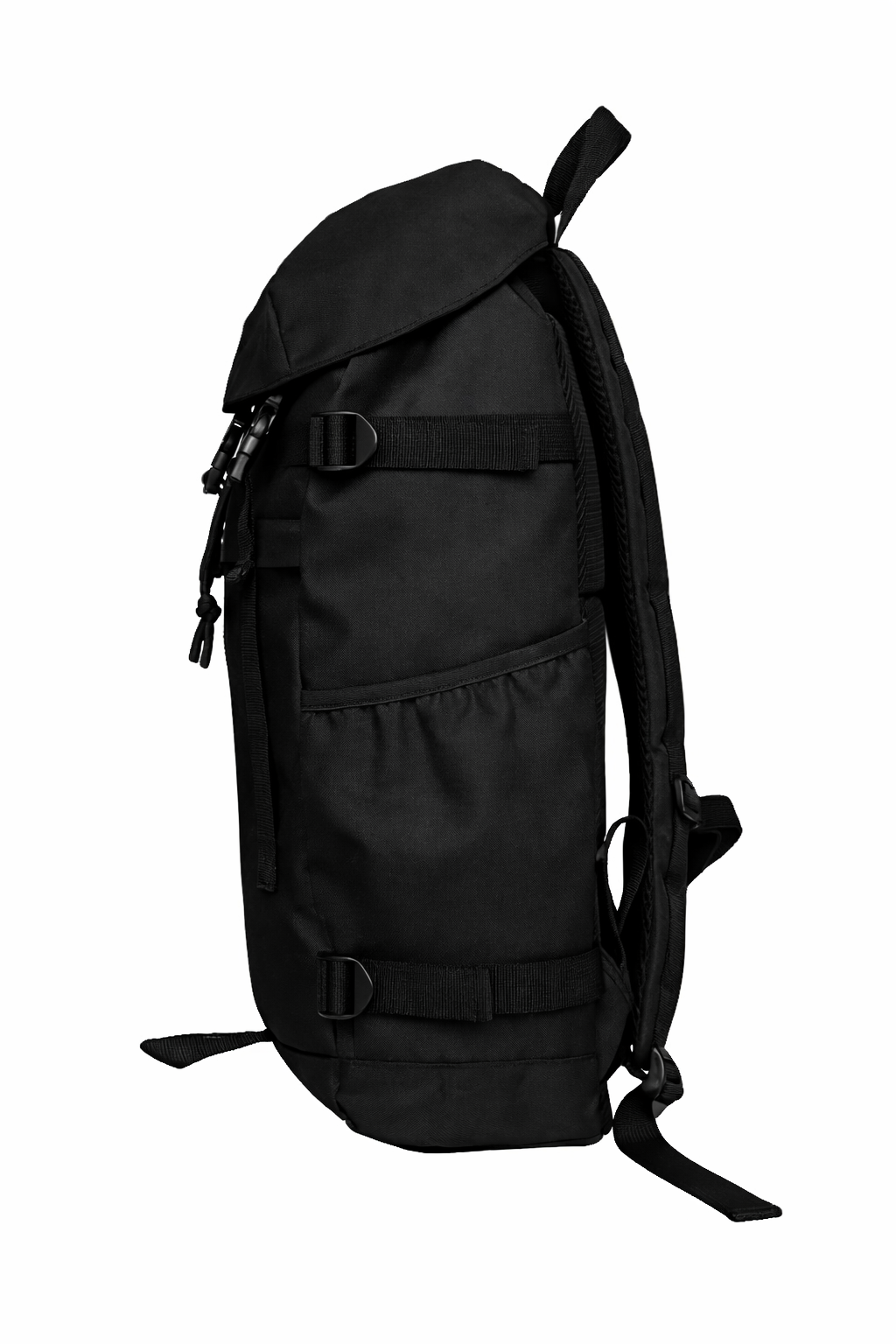 Black backpack on a white background