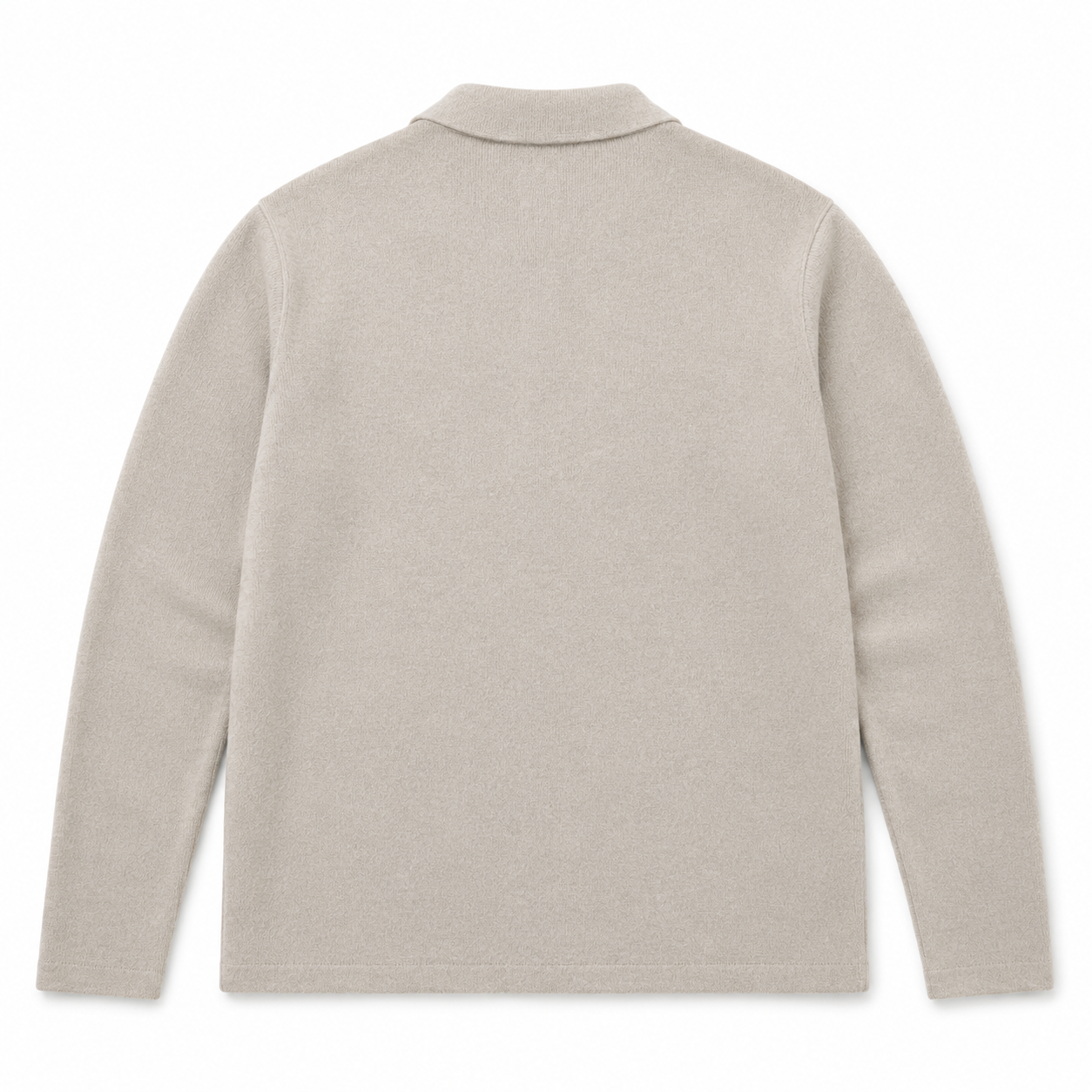 Paradaiza beige knitted worker jacket shown from the back on a clean white background.