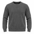 A dark gray ribbed knit crewneck sweater displayed on a clean white background.