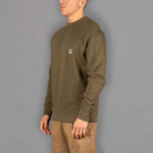 Model wears Para-Daiza khaki crew 