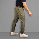 model wears para-daiza khaki cargo pant