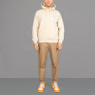 Sand Coloured hoodie sweatshirt and tapered chino, with Nikes