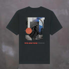 Paradaiza Black t-shirt with a graphic design on the back against a gray background