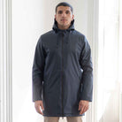 model wears paradaiza parka navy