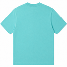 Back view of a light blue t-shirt on a white background