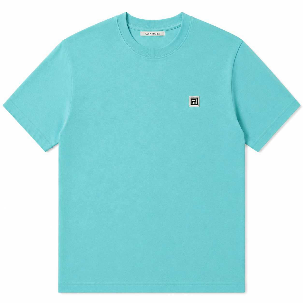 Light blue t-shirt with a small  paradaiza logo on a white background
