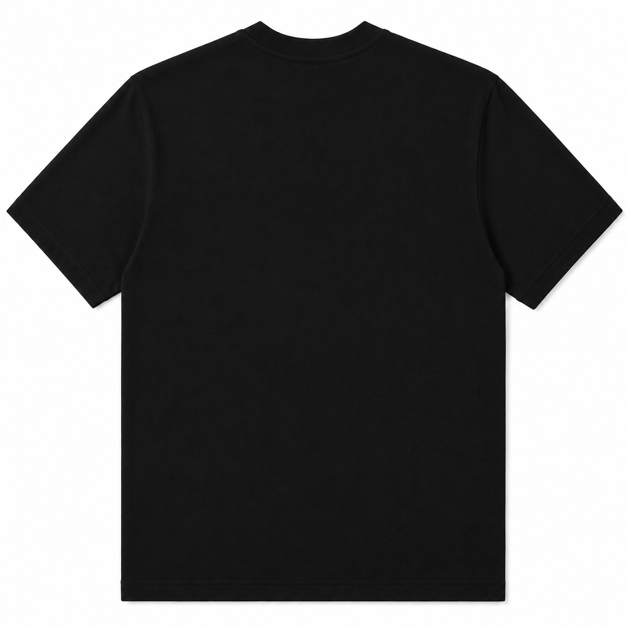 Black t-shirt on a white background