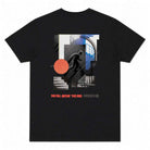 pardaiza Black t-shirt with abstract design and text on a white background