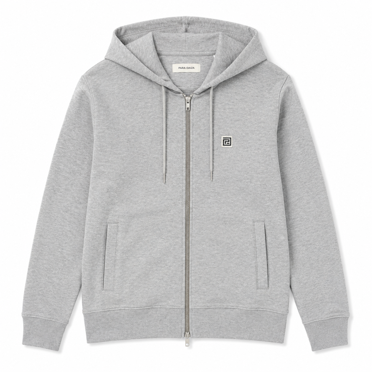 Paradaiza Grey hoodie with a zipper on a white background