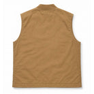 A tan sleeveless vest shown from the back, laid flat against a clean white background.