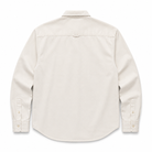 A long-sleeve button-down shirt shown from the back, in a solid off-white or cream color, photographed against a clean white background.