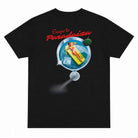 Black paradaiza  t-shirt with 'Escape to Paradaiza' graphic design on a white background