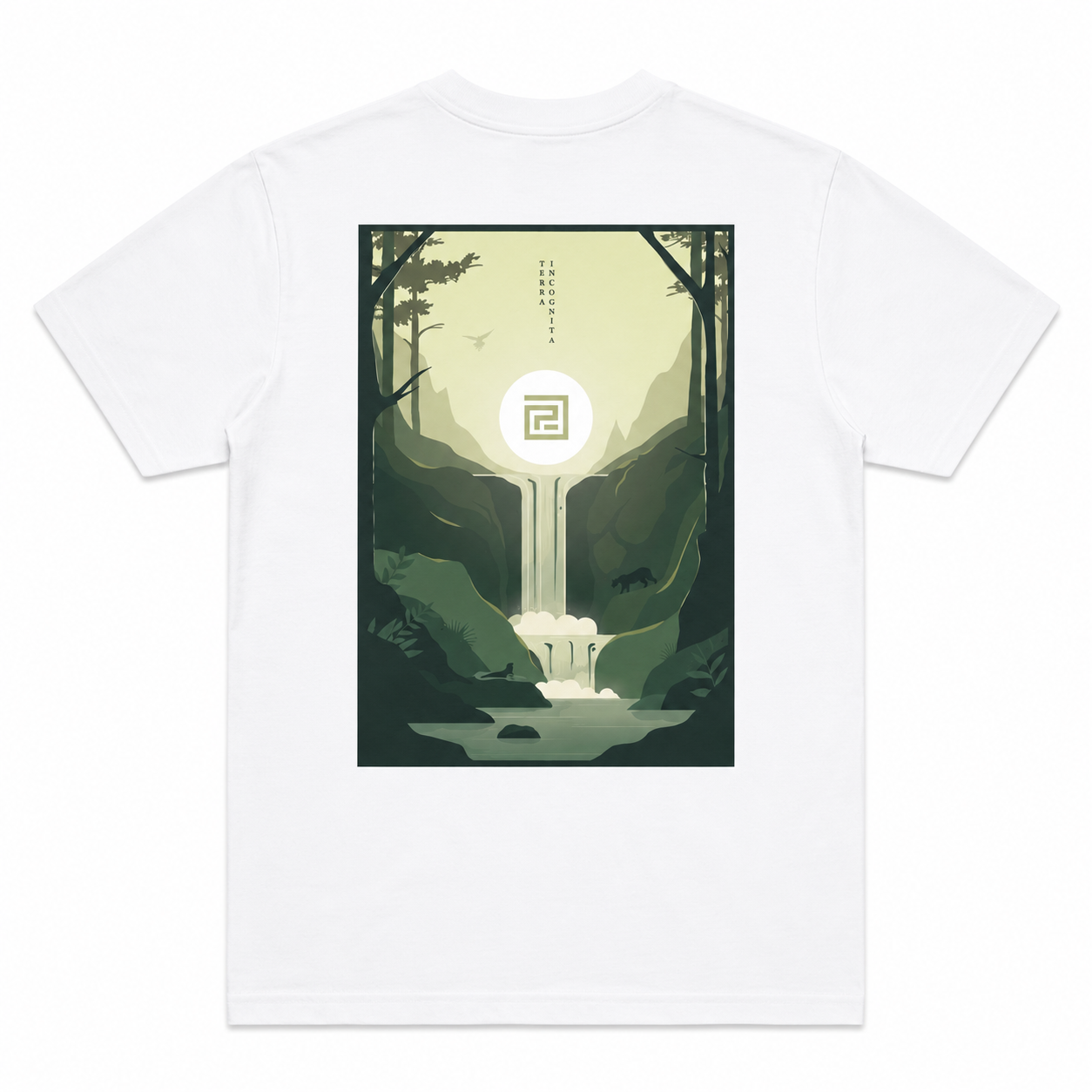 a white paradaiza tee with terra incognita graphic