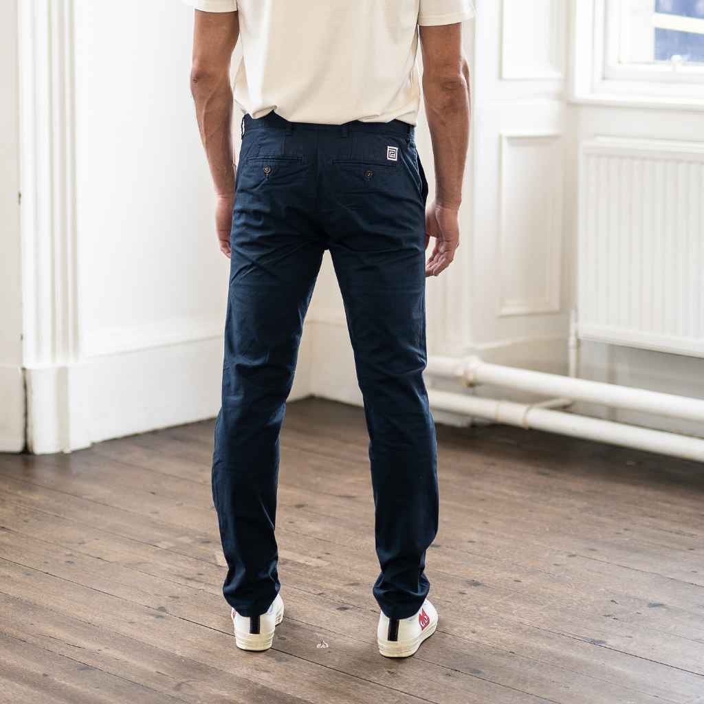 model wears paradaiza core chino in  navy