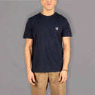 model wears paradaiza navy tee