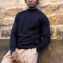High Neck Cotton Sweater | Black