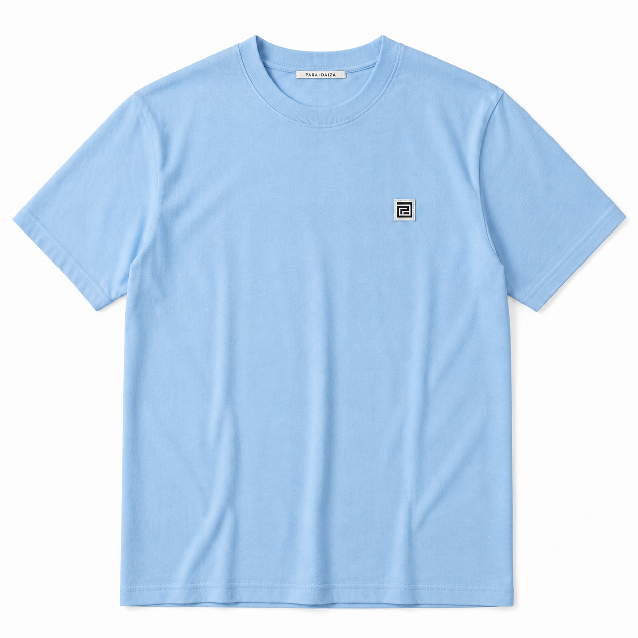 Paradaiza  blue t-shirt with a small logo on a white background