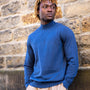 High Neck Cotton Sweater | Blue