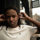 model wears paradaiza maze crew tee natural