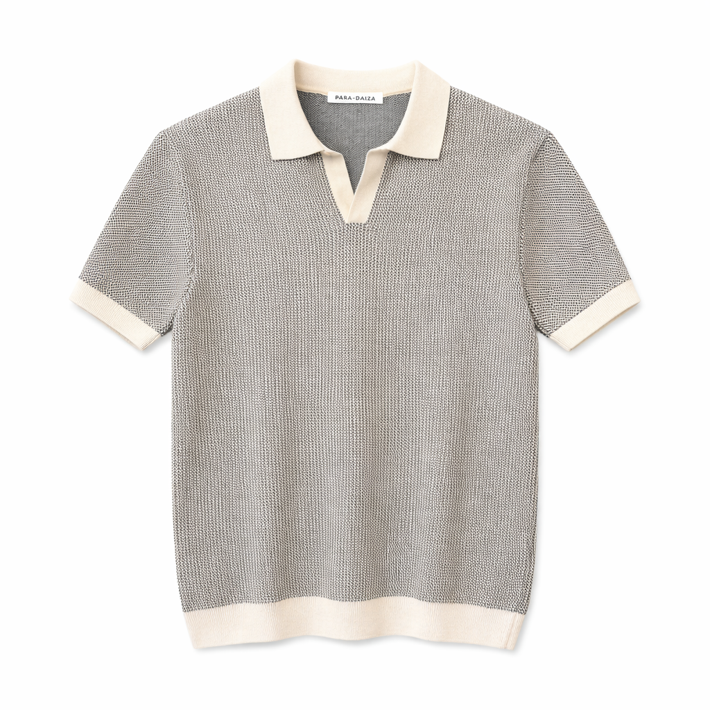 paraddaiza Short-sleeve shirt with a checkered pattern and white collar on a white background