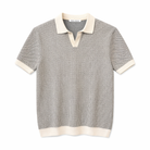 paraddaiza Short-sleeve shirt with a checkered pattern and white collar on a white background